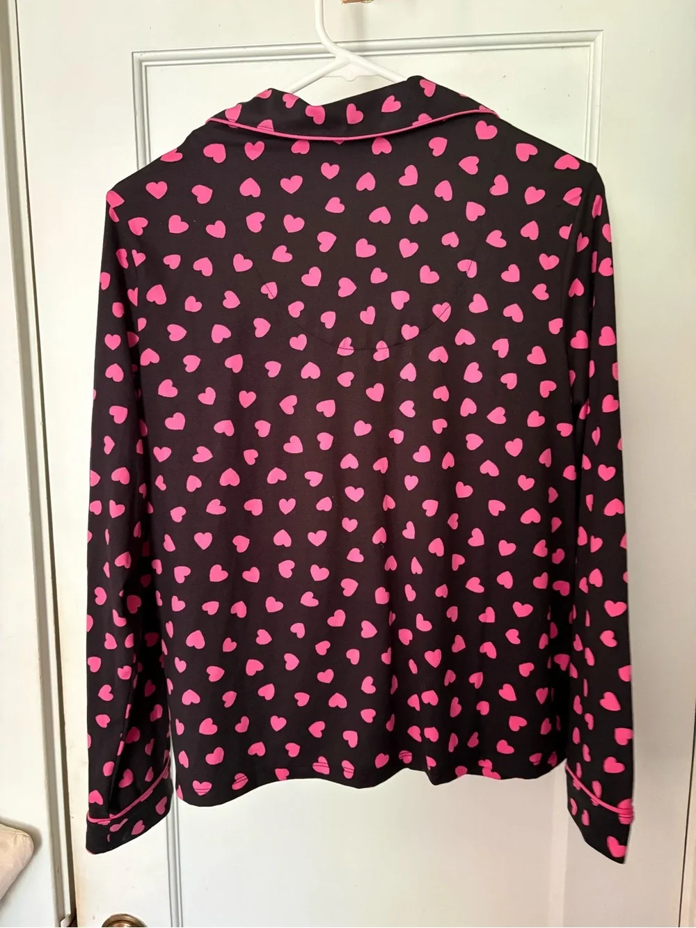 kate spade Black Pajama Top with Pink Heart Print Small top only new